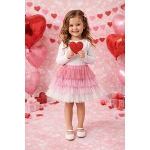 Matilda Jane Girls Sugar Plum Pink Tulle Ombre Skirt Holiday Pastel Size 6 New